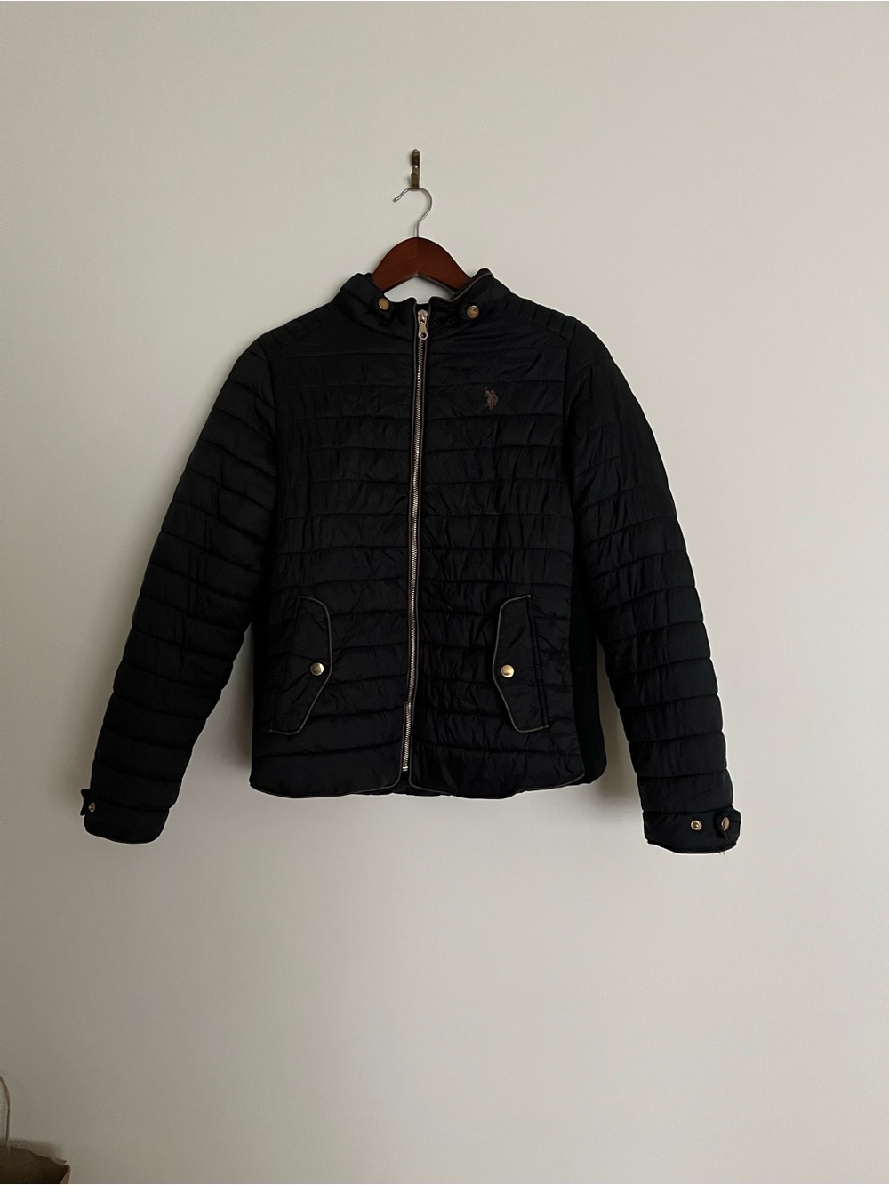U.S. Polo Assn. Black Quilted Puffer Jacket with Hood